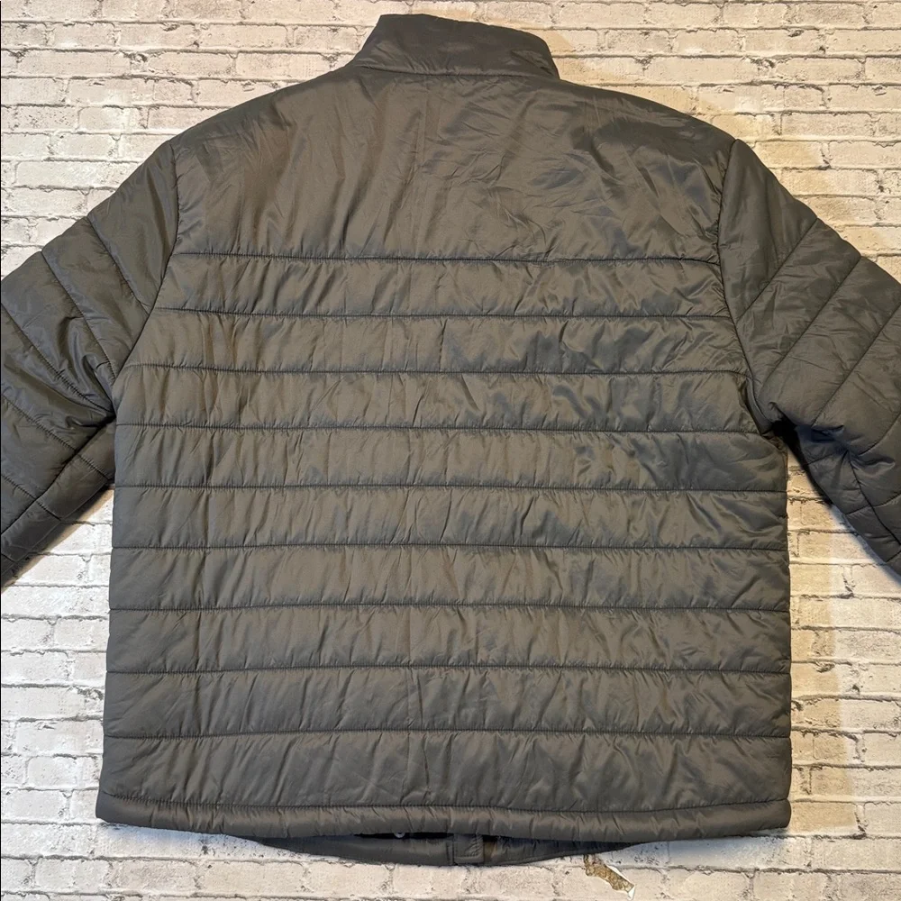 True Religion mens 2XL XXL gray solid puffer granite full zip jacket EUC
